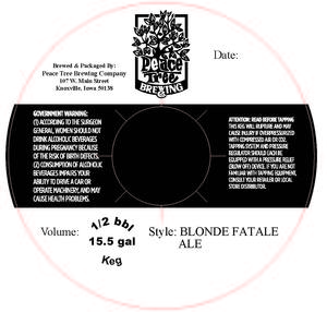 Peace Tree Brewing Company Blonde Fatale May 2014