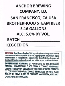 Anchor Brewing Company Brotherhood Steam May 2014