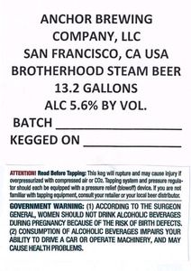 Anchor Brewing Company Brotherhood Steam May 2014