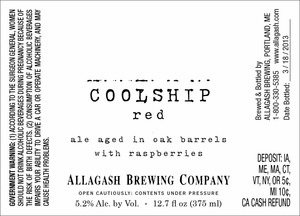 Allagash Brewing Company Coolship Red May 2014