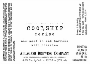 Allagash Brewing Company Coolship Cerise May 2014