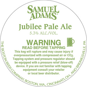Samuel Adams Jubilee Pale Ale May 2014