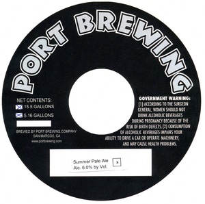 Port Brewing Company Summer Pale Ale May 2014