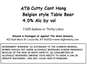 Against The Grain Brewery Atg Cutty Cant Hang May 2014