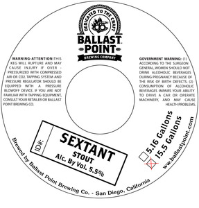 Ballast Point Brewing Company Sextant May 2014