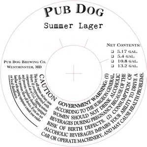 Pub Dog Summer Lager June 2014