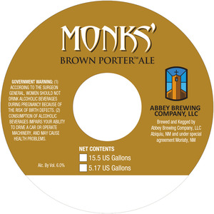 Abbey Brewing Company Monks' Brown Porter