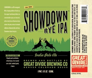 Great Divide Brewing Company Showdown Rye IPA May 2014