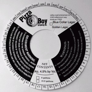 Pizza Boy Brewing Co. Blue Collar Lager June 2014