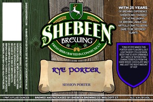 Shebeen Brewing Company Rye Porter