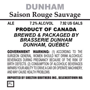 Basserie Dunham Saison Rouge Sauvage