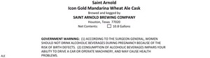 Saint Arnold Brewing Company Icon Gold Mandarina Wheat