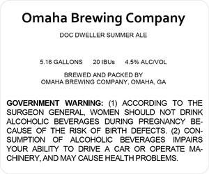 Omaha Brewing Company Doc Dweller Summer