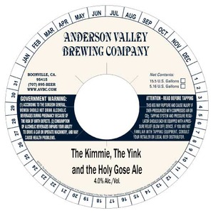 Anderson Valley Brewing Company The Kimmie, The Yink, And The Holy Gose June 2014