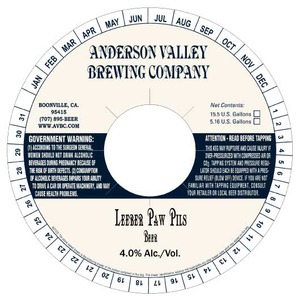 Anderson Valley Brewing Company Leeber Paw Pils