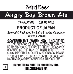 Baird Brewing Company Angry Boy Brown Ale June 2014