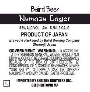 Baird Brewing Company Numazu Lager June 2014