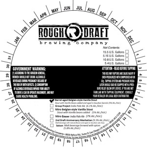 Rough Draft Brewing Company Barrel-aged Belgian-style Vanilla Stout June 2014