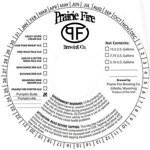 Prairie Fire Brewing Company Pumpkin Butte Pumpkin Ale July 2014