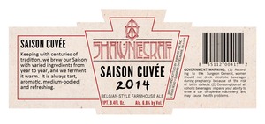 Shawneecraft Saison Cuvee 2014