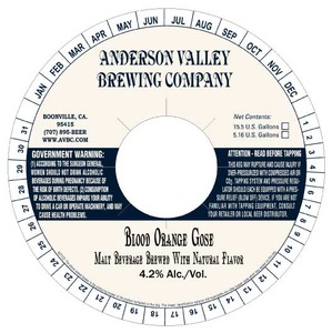 Anderson Valley Brewing Company Blood Orange Gose June 2014