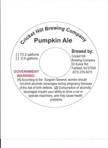 Cricket Hill Brewing Company Pumpkin Ale