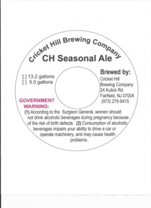 Cricket Hill Brewing Company Ch Seasonal Ale