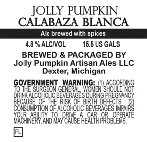 Jolly Pumpkin Artisan Ales Calabaza Blanca July 2014