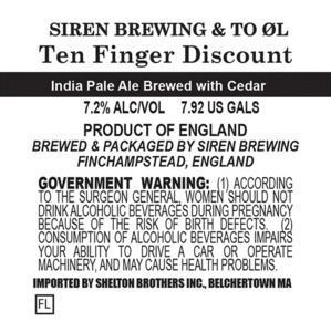 Siren Brewing Ten Finger Discount June 2014