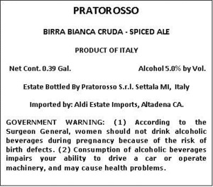 Pratorosso Birra Bianca Cruda 150 July 2014