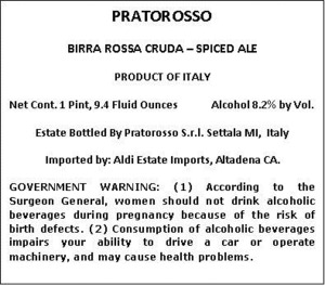 Pratorosso Birra Rossa Cruda July 2014