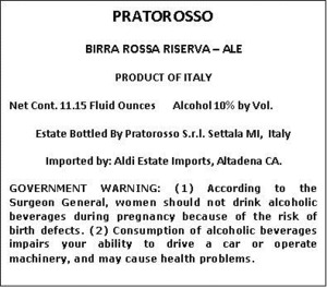 Pratorosso Birra Rossa Riserva July 2014