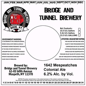 Bridge And Tunnel Brewery 1642 Mespeatches Colonial Ale