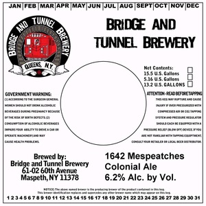 Bridge And Tunnel Brewery 1642 Mespeatches Colonial Ale July 2014