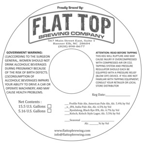 Flat Top Brewing Company IPA July 2014