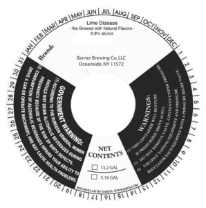 Barrier Brewing Co., LLC Lime Dizease July 2014