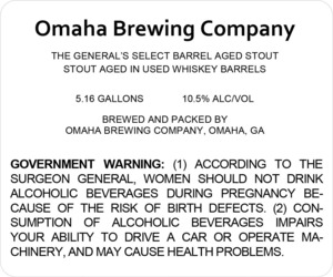 Omaha Brewing Company The General's Select Barrel Aged Stout