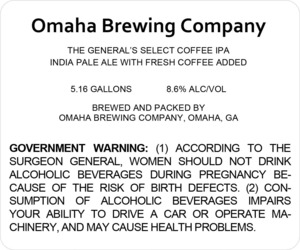 Omaha Brewing Company The General's Select Coffee IPA July 2014
