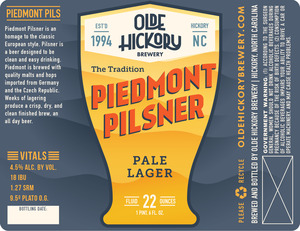 Olde Hickory Brewery Piedmont Pilsner July 2014