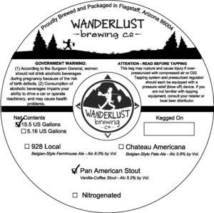 Wanderlust Brewing Company Pan American Stout Vanilla Coffee Stout July 2014