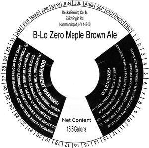 Keuka Brewing Co.,llc B-lo Zero Maple Brown Ale