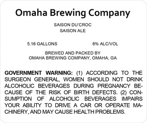 Omaha Brewing Company Saison Du'croc