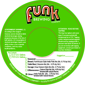 Funk Brewing Company Citrus July 2014