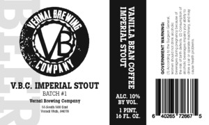 Vernal Brewing Company Vanilla Bean Coffee Imperial Stout