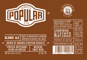 Cerveza Popular C.c.h. Blonde Ale