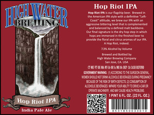 High Water Brewing Hop Riot IPA August 2014