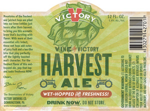 Victory Harvest Ale August 2014