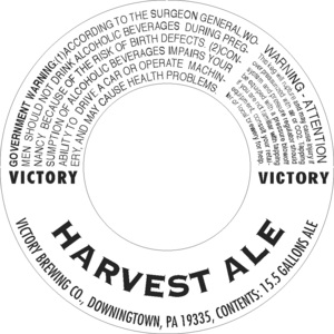 Victory Harvest Ale August 2014