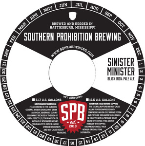 Southern Prohibition Brewing Sinister Minister Black India Pale Ale
