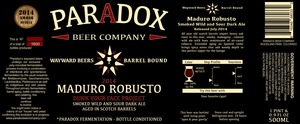 Paradox Beer Company Maduro Robusto August 2014